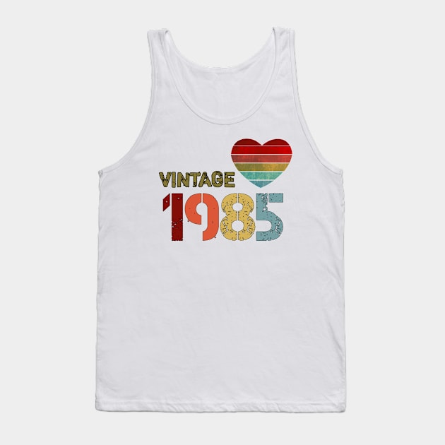 35th Birthday Gift T-Shirt - Retro Birthday - Vintage 1985 Tank Top by Mima_SY